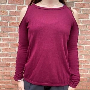 Pink Republic Maroon Sweater with Shoulder Cut Out